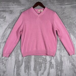 L.L.Bean women's v-neck Knit sweater Pink Women's Medium Retro Y2K Classic